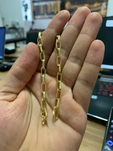 Pulseira tijolinho oca em ouro 18