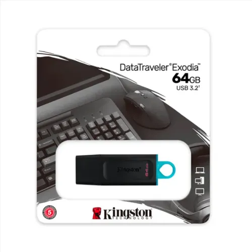 Pen Drive Kingston DataTraveler Exodia com Conexão USB 3.2 64GB