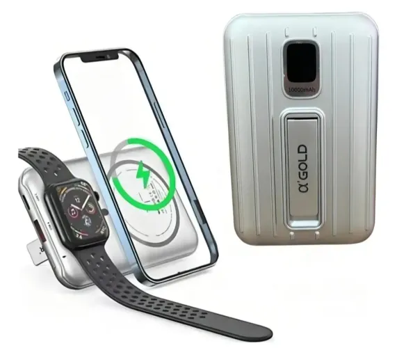 Power Bank 10000 Mah Sem Fio 40w Para iPhone Bte-23 Agold Cor Cinza