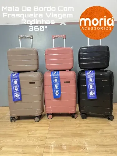 Mala De Bordo Com Frasqueira Viagem Rodinhas 360° Cadeado Embutido