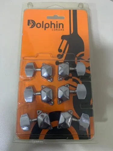 Tarraxa Para Guitarra ou Violão 3+3 Semi Blindada Cromada Dolphin Nova