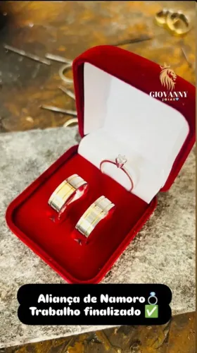 Aliança de Prata 2 Frisos Dourado 