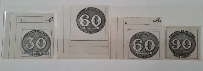 * MT 4 Selos (3 Raros com Grande Margem) 180, 181 e 182 Brasil Centenário Olho de Boi 1943