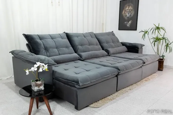 Sofá Retrátil Reclinável 3.20m Soft Molas Bonnel rf543