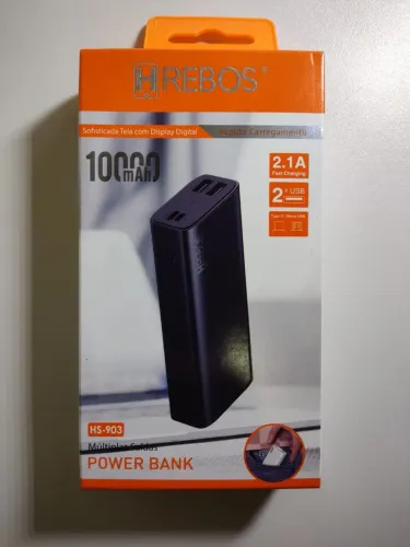 Power Bank HREBOS 10000mAh - Carregamento Rápido