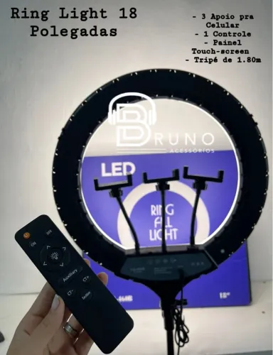 Ring Light 18 Polegadas com Tripé e Controle Remoto