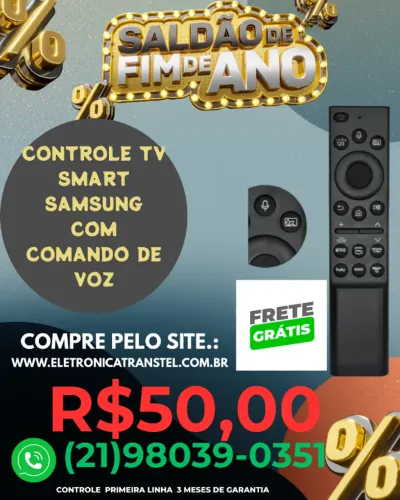 Controle Remoto TV Samsung Smart Com Comando de Voz