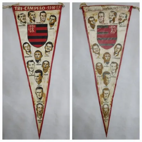 Raríssima Flâmula do Flamengo Tri Campeão 1953 1954 e 1955 Flamengo Zagalo Anos 50
