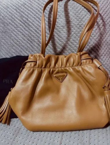 bolsa prada de couro caramelo luxo importado da europa
