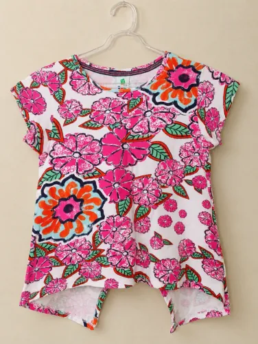 Camiseta infantil PUC floral colorida | tamanho 12 anos