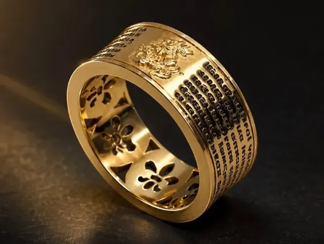 Anel São Jorge e Oração Em Ouro 18k 750
