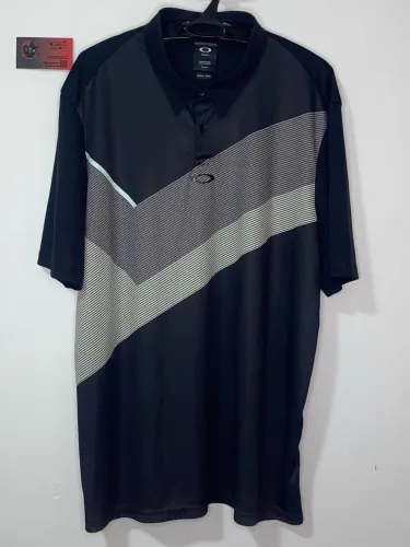 Polo Golf Oakley Stripes Preto Tamanho GG