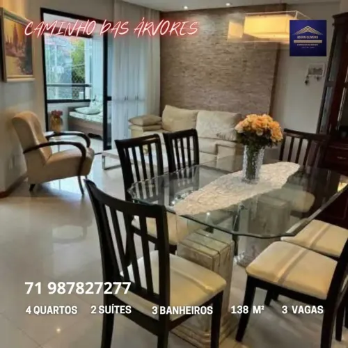 APARTAMENTO 4 QUARTOS (2 SUÍTES), 138M², NO CAMINHO DAS ÁRVORES
