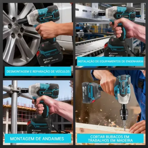 Chave De Impacto Parafusadeira Reforçada Portátil 1/2" 21v Carregador Bivolt