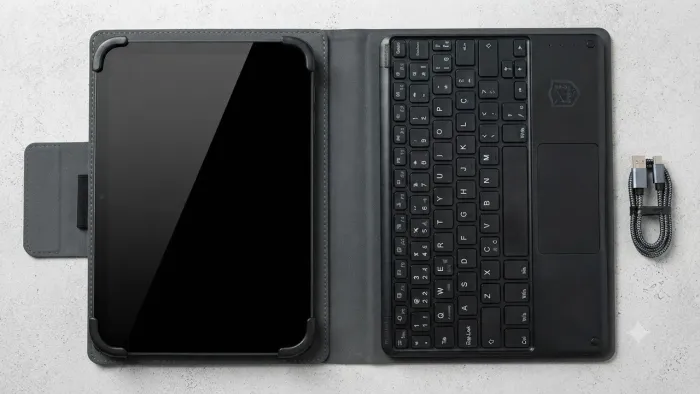 Capa Case para tablet ou iPad + teclado bluetooth e touchpad