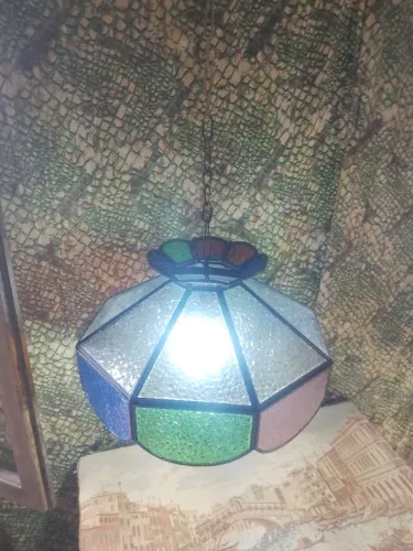 Lustre vitral colorido antigo grande