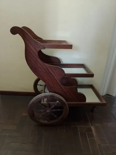 Carrinho chá/bebida em madeira maciça - item vintage
