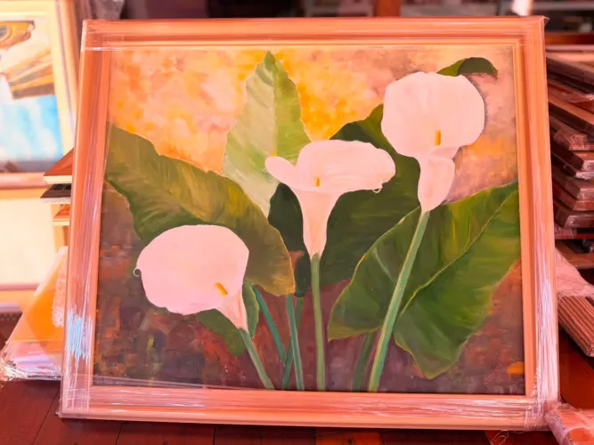 Quadro pintado a óleo Copo de Leite