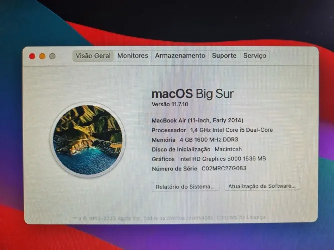 Macbook Air 2014 11" (Polegadas)