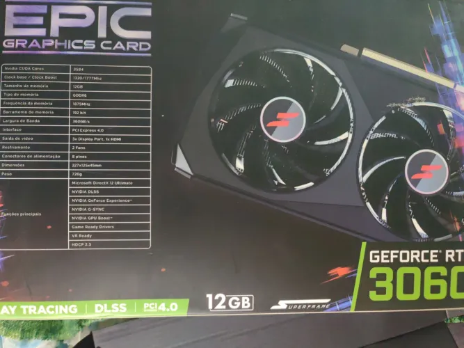 Placa de Vídeo RTX 3060 12GB SuperFrame Epic - Com NF e Caixa