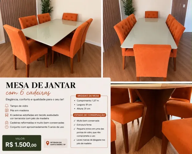 Mesa de Jantar com 6 cadeiras