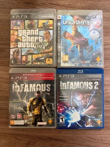 Lote jogos PS3 - Uncharted 2 Lacrado 2009 - Infamous - GTA V