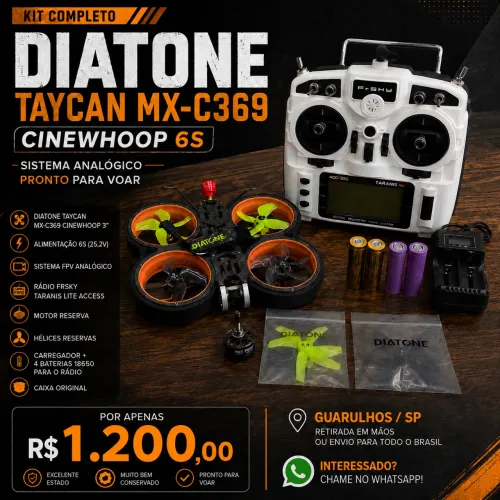Drone FPV Diatone Taycan MX-C369 Cinewhoop 6S + Rádio FrSky Taranis Lite ACCESS