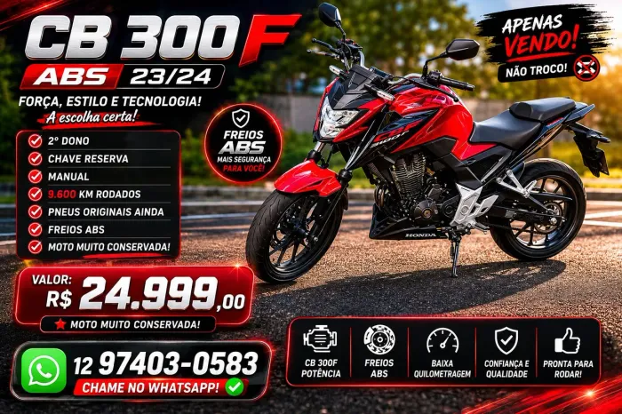 Vendo cb 300 f com ABS com apenas 9600 km rodados 