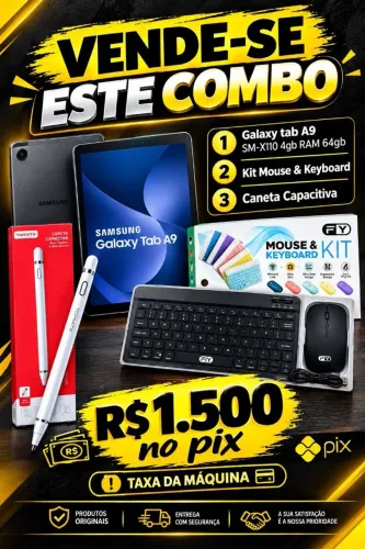 COMBO SAMSUNG GALAXY TAB A9 + KIT MOUSE E TECLADO + CANETA