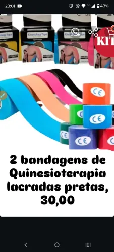 2 rolos de bandagens de quinesioterapia