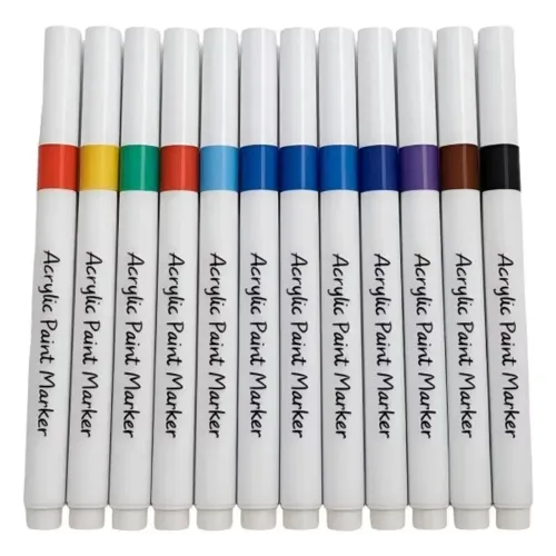 kit canetas acrílicas coloridas 12 cores