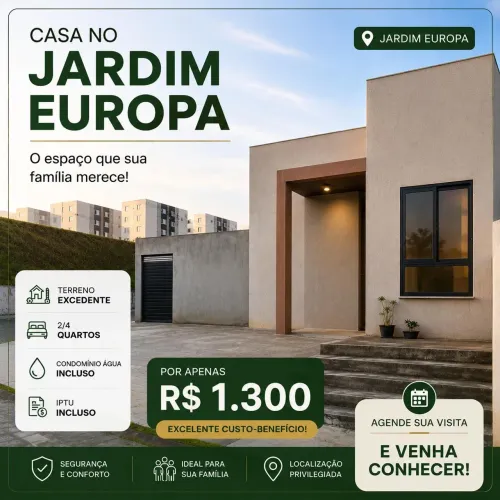Alugo Casa em condomínio jardim Europa <br>2/4