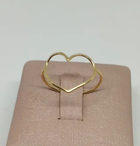 Anel ouro 18k - modelo coração - aro 16