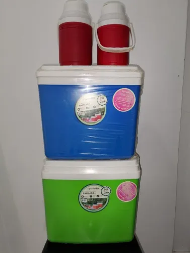 kit 2 caixas térmicas gardenlife 20l + 2 garrafas 1,2l