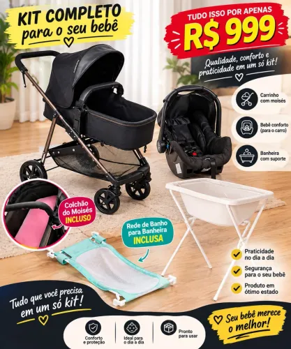 Carrinho bebê + acessórios extras