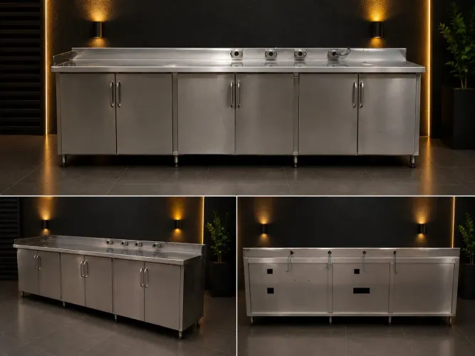 Balcão Inox Industrial 2,90m Completo | Restaurante Hamburgueria Cozinha Industrial