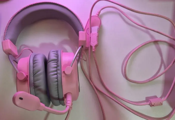 Headset Gamer Fifine H6 Rosa - Pouco Uso | Na Caixa