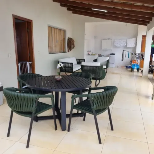 CONJUNTO LISBOA - MESA DE ALUMINIO + 4 CADEIRAS DE TRICÔ NÁUTICO 