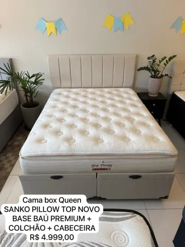 Cama BAÚ QUEEN COM COLCHÃO NOVO E CABECEIRA