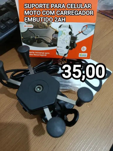 Suporte celular para moto carregador embutido 2A