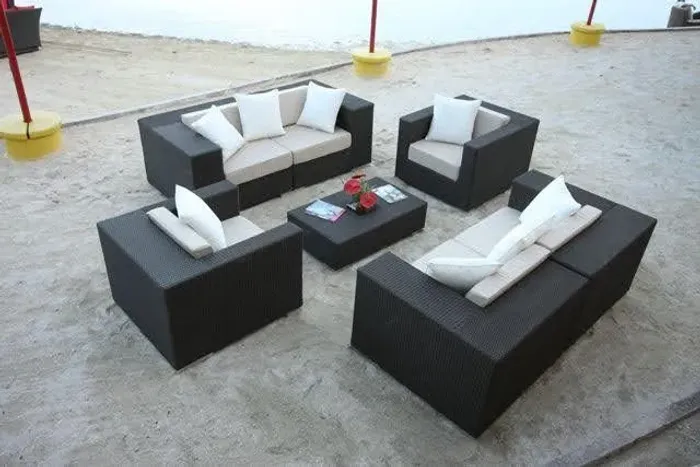 Conjunto de sofá em fibras sintéticas 