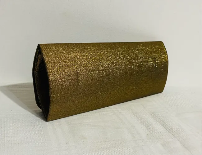Bolsa Clutch De Festa Dourada Com Brilho Glitter Estruturada