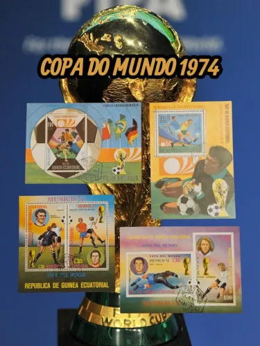 COLEÇÃO 4 BLOCOS FILATÉLICOS COPA 1974 - Guiné Equatorial