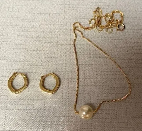 Colar e brincos banhado ouro 18K