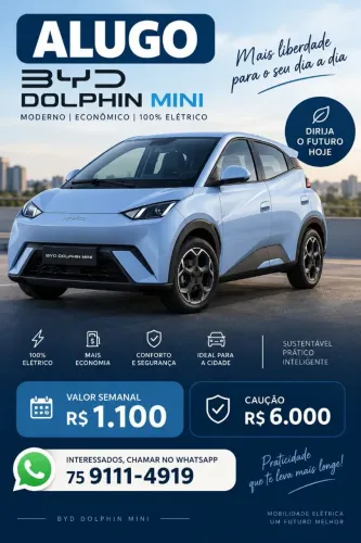 Aluguel BYD MINE dolphy 26/27 Uber, 99 e outros