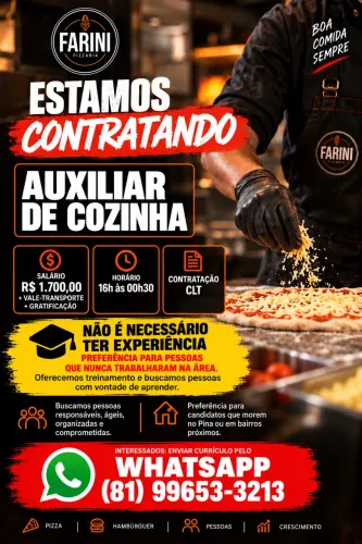 ? ESTAMOS CONTRATANDO - AUXILIAR DE COZINHA