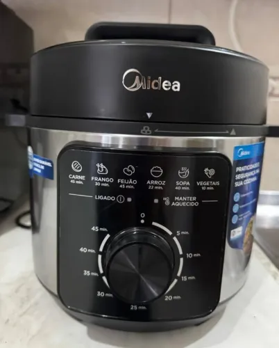 Panela Elétrica Mecânica Pressão 4l Preta E Inox Midea