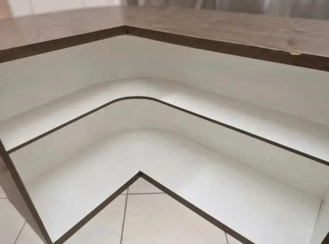 Balcão Comercial de Canto com Prateleiras - para Lojas, Escritórios, Clínicas em Geral