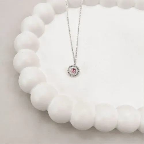 Colar zircônia rosa 