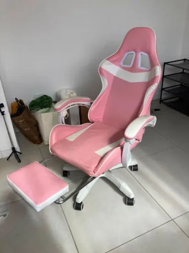 Cadeira Gamer rosa e branco